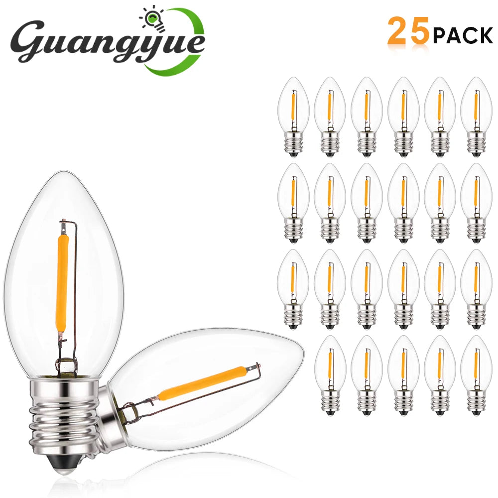 ampoule led filament doré 2700k blanc chaud e14 220v 0.5w transparent moderne 25000h