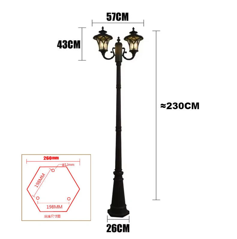 lampadaire vintage noir verre opalescent classique éclairage public ip65 led moderne