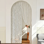 rideau blanc fleurs transparent classique deux panneaux salon chambre coucher decoration pastorale