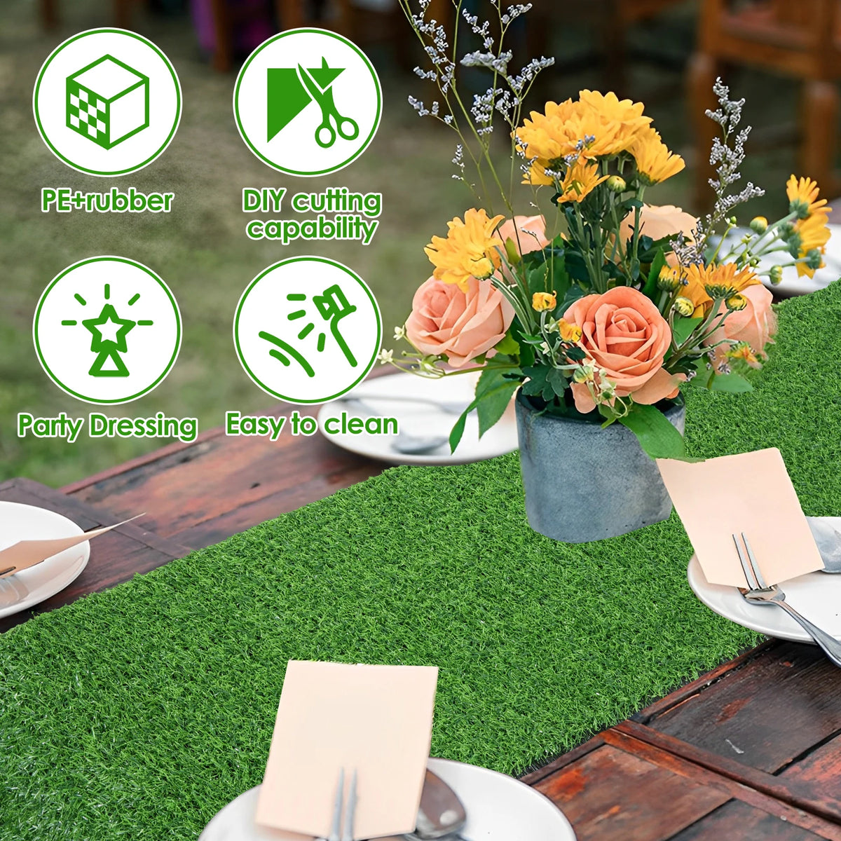 tapis gazon artificiel imitation naturelle brins verts festif décoration maison dimensions variées motifs fleurs