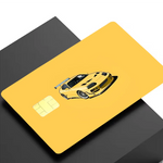 stickers carte crédit voiture sportive stylisée moderne waterproof réutilisable jaune fluo noir