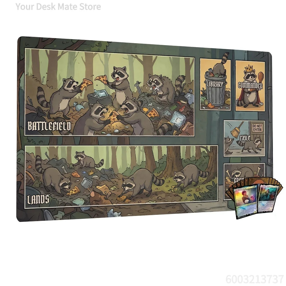 tapis souris jeu cartes collectibles renards forêt battlefield lands graphique noir