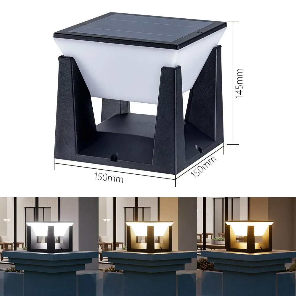 lampe solaire moderne blanc noir ip65 led 5v abs autonomie vis fixationextérieur