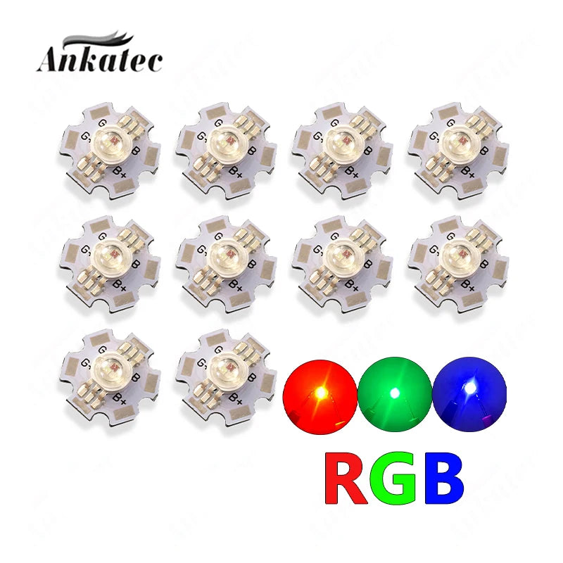 Diodes LED RGB RGBW 1W 3W haute luminosité clips métalliques change couleur projecteur scène