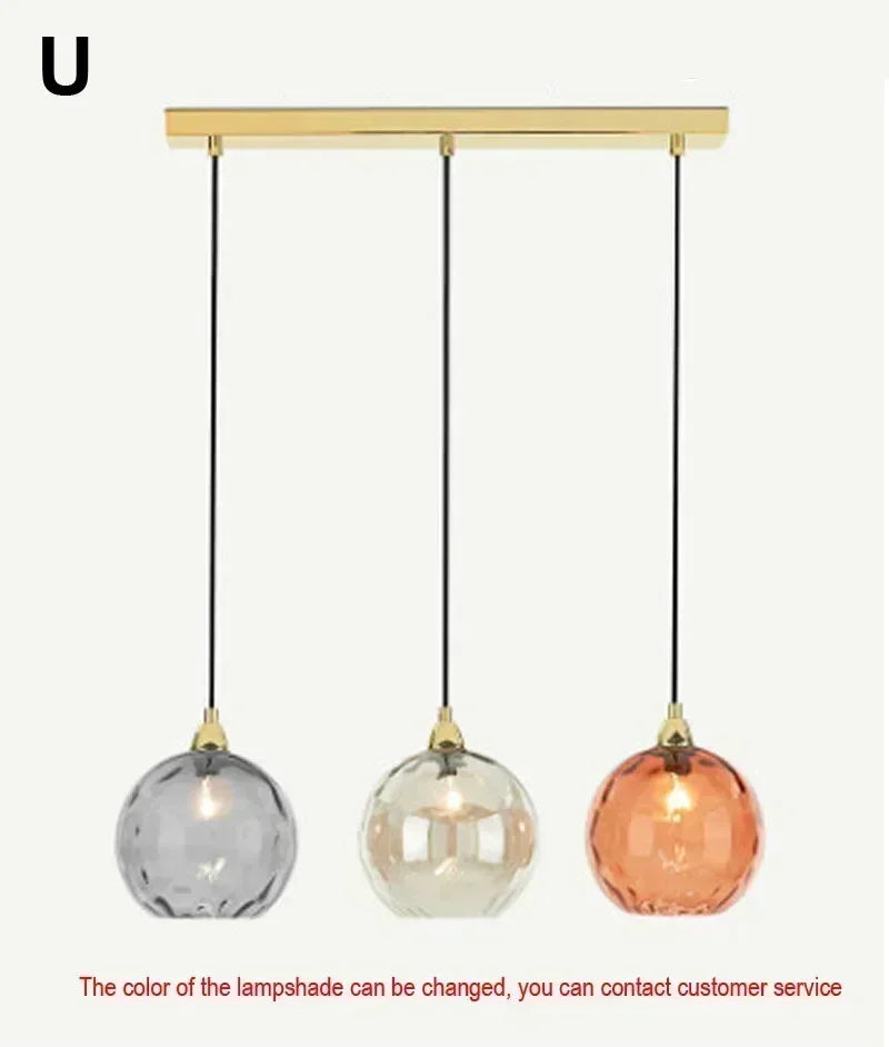 Suspension lumineuse moderne rose gris bleu ampoules intégrées texture granulée chambre salon