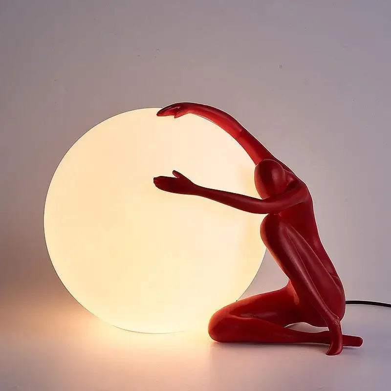 lampe table contemporaine minimaliste rouge noir verre dépoli interrupteur tactile vde ul