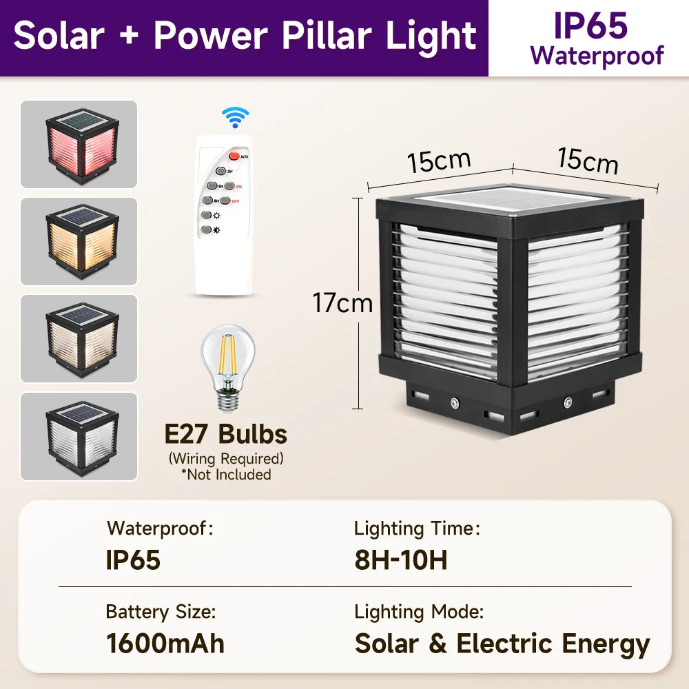 lampe solaire extérieure led moderne noire ip65 panneau solaire télécommande