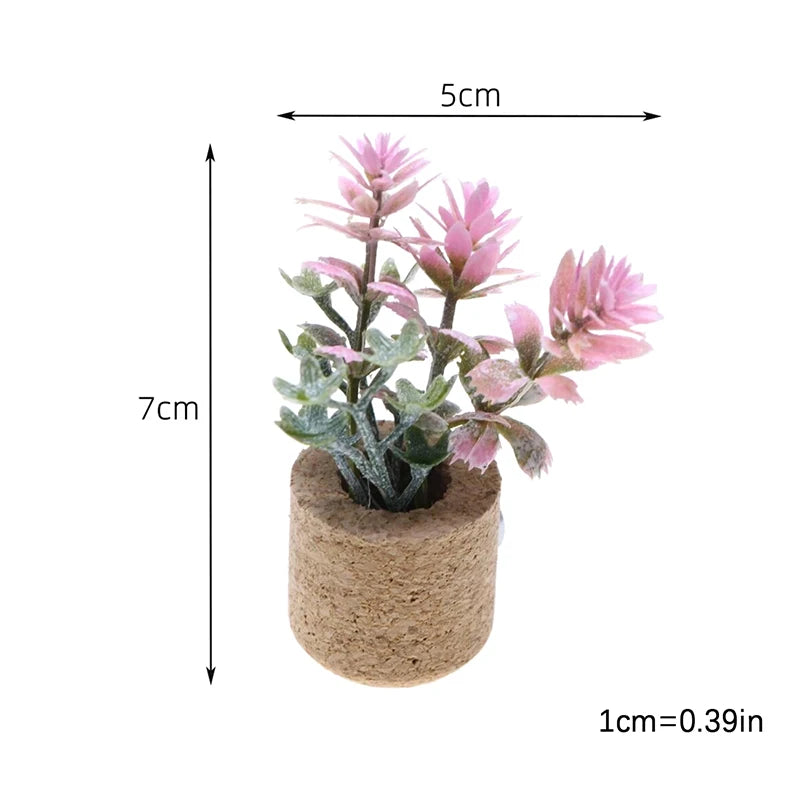 plantes artificielles modernes miniatures vertes fleuries pot liège décoration intérieure minimaliste fixations