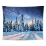 tapisserie forêt nocturne étoiles aurora borealis bleu noir blanc vertical maison chambre decoration