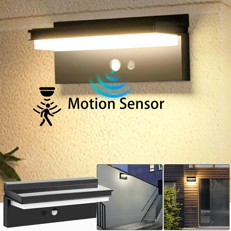 lampe murale led ip55 étanche vent pluie capteur mouvement noir contemporaineextérieur