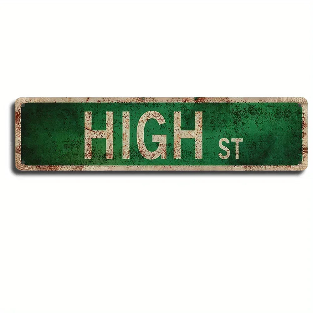 plaque rue vintage grunge fixations rustique décoration murale métal vert foncé