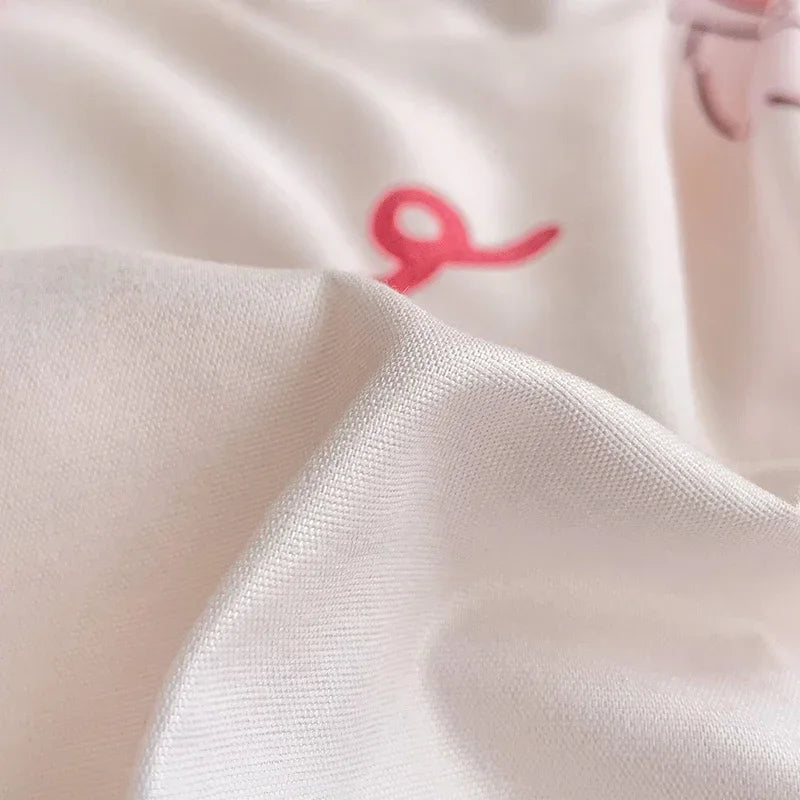 ensemble literie enfantin lapins coeurs rose blanc adorable housse couette taies oreillers drap carreaux