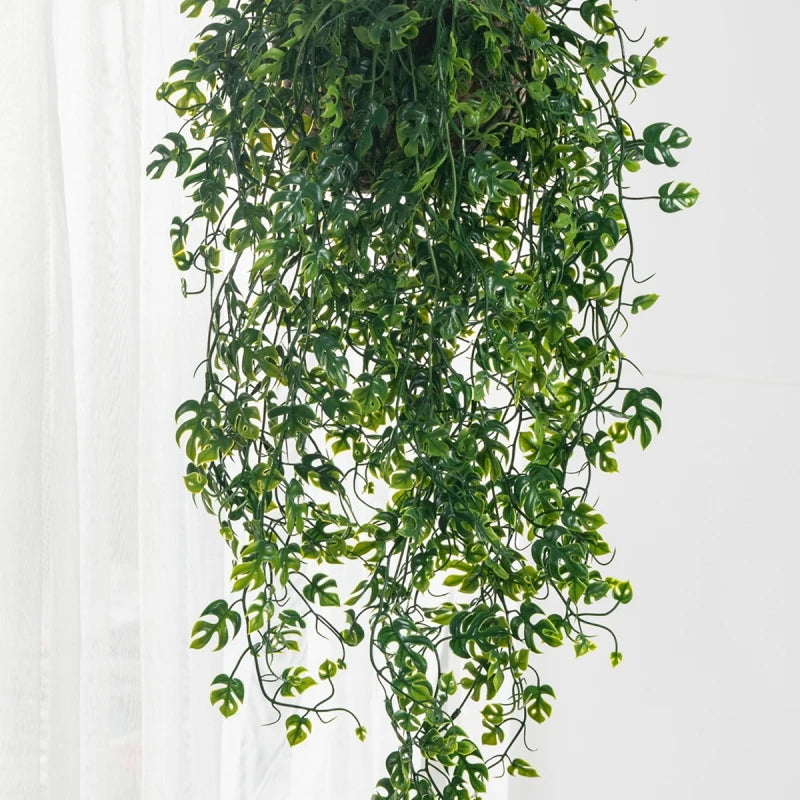 plantes artificielles vertes vigne suspendue panier osier décoration extérieure mariage fête