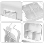 boîte pilules moderne blanc rose compartiments semaines verrouillable pratique adhésif organisateur médicaments portable