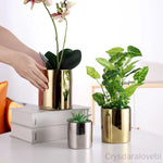 Cache pot en céramique électrolytique nordique finition or rose et argent