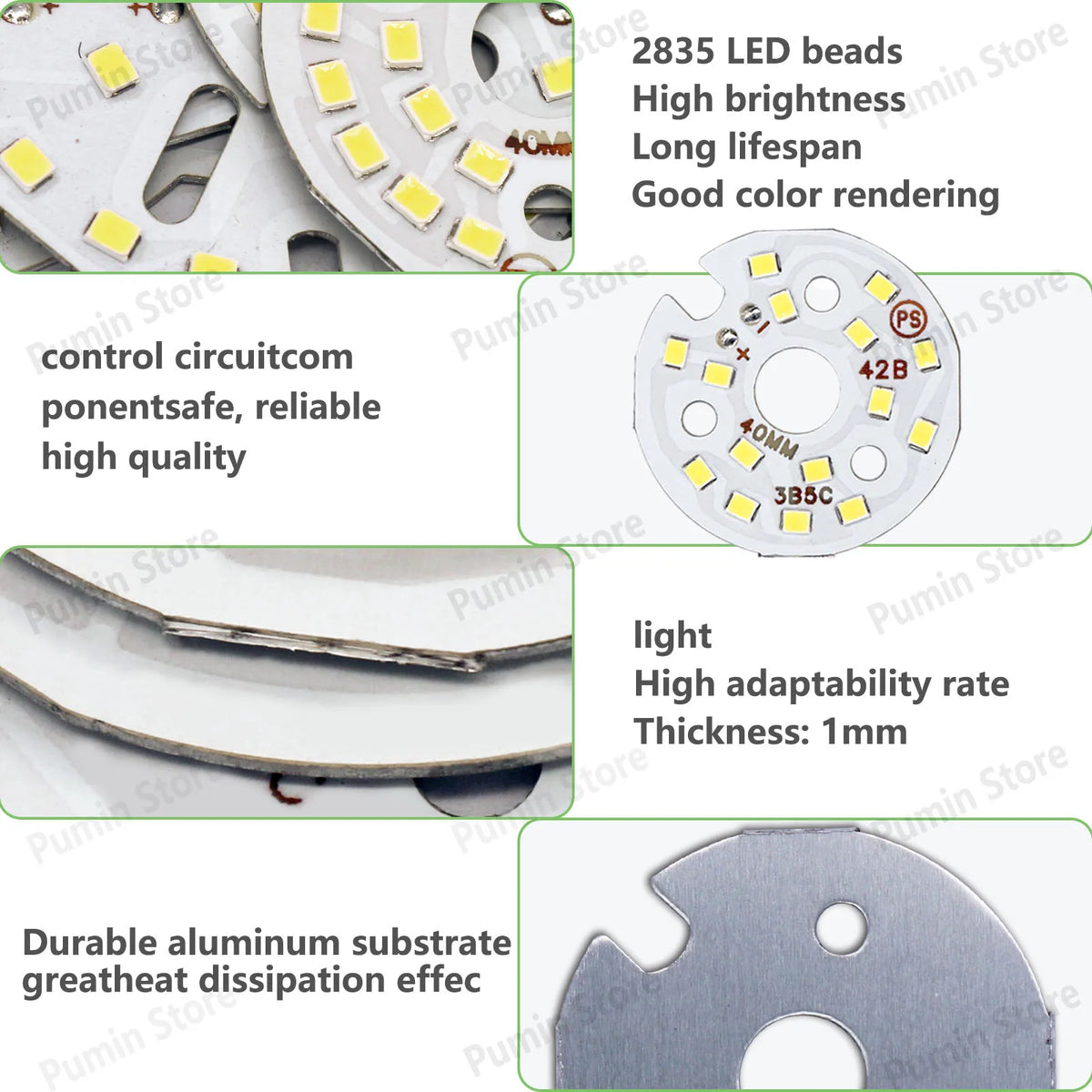 plaque led circulaire blanc 5w 560lm 32mm 40mm 48mm opacité grille led