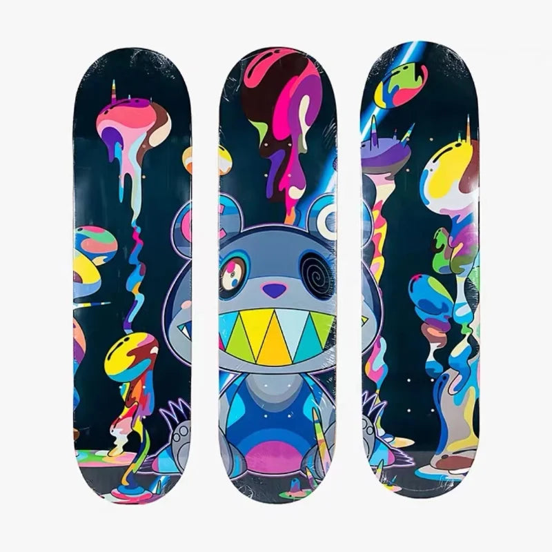 Planche skateboard murale design japonais prune