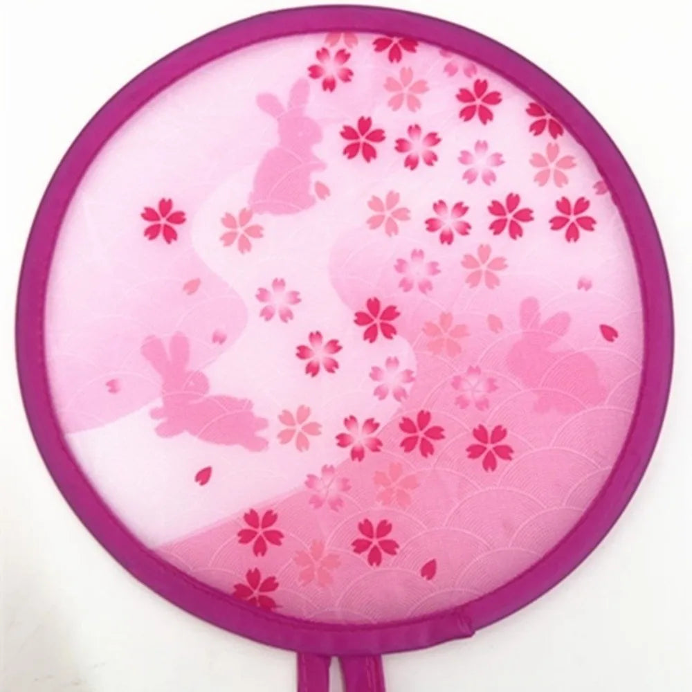 éventail pliant traditionnel japonais motif floral chaîne métallique bleu rose violet rouge blanc