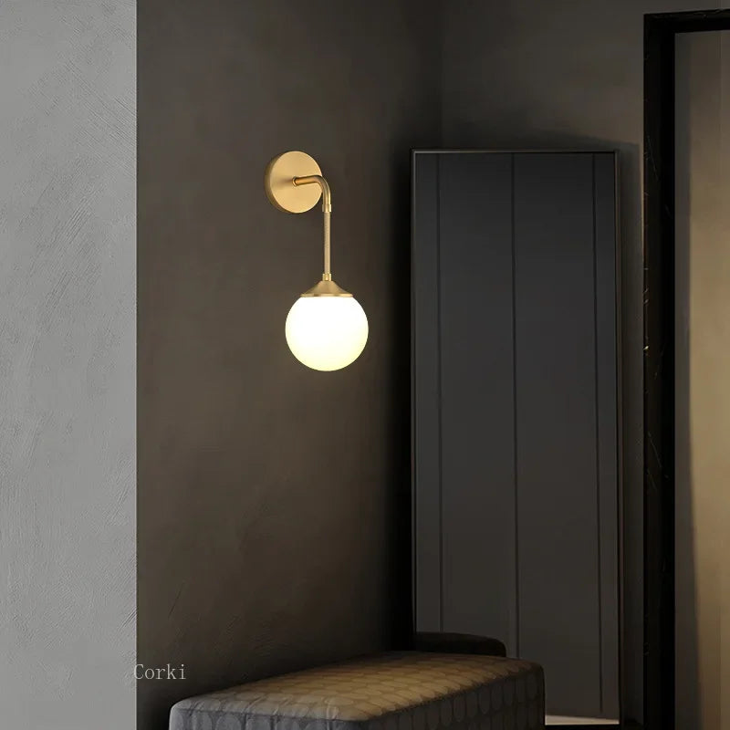 lampe murale moderne or cuivre led sphérique éclairage quotidien minimaliste fixée