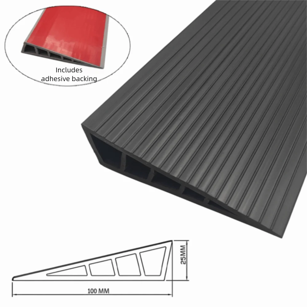 tapis seuil adhésif pvc gris marron noir blanc rayures moderne 60cm