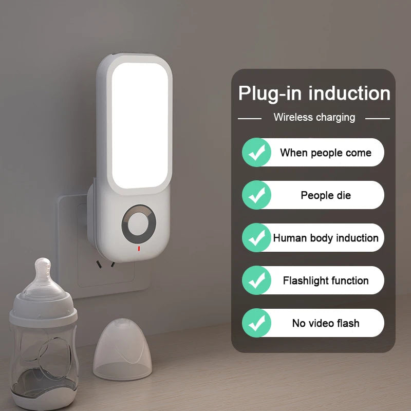 veilleuse nuit sans fil induction lumière blanche moderne adhésif tactile flash torch charge urgence