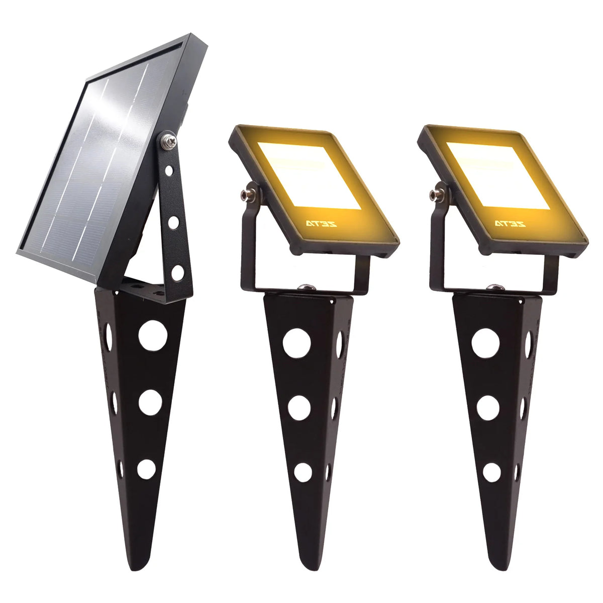 projecteur solaire led moderne extérieur ip65 noir jaune 3200k 10m cable