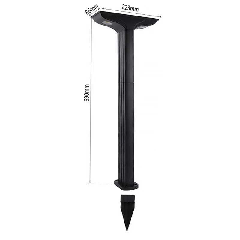 Lampe solaire ip65 gris métallisé minimaliste deux niveaux luminosité adaptable jardin patioextérieur led