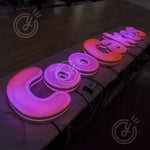 lettres lumineuses 3d bleu vert rose blanc gradient clips frontlight business sign acrylic led