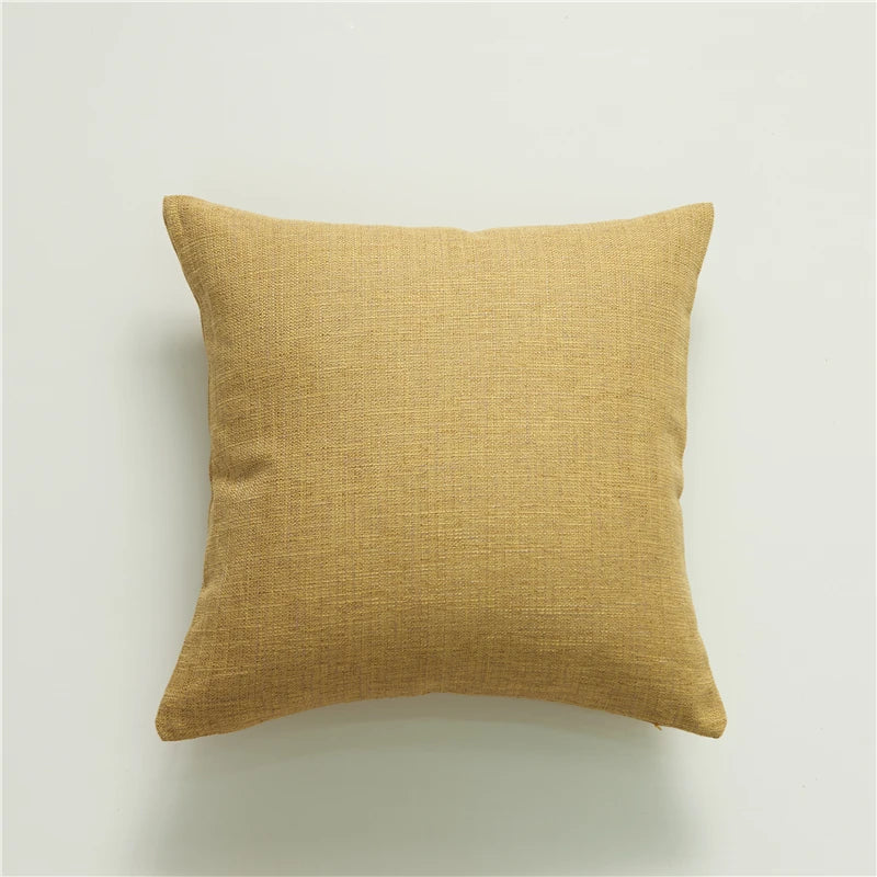 coussin carré moderne motif plante couleur verte jaune rose gris tissu lin opaque décoration