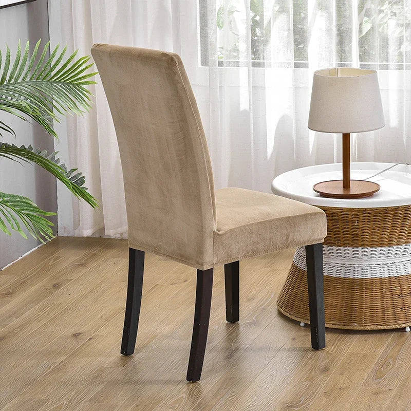 housse chaise velours élastique moderne beige clair protection mariage salle manger plage fauteuil