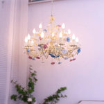 lustre cristal fleurs céramique blanc rose bleu vert classique romantique echangement tactile