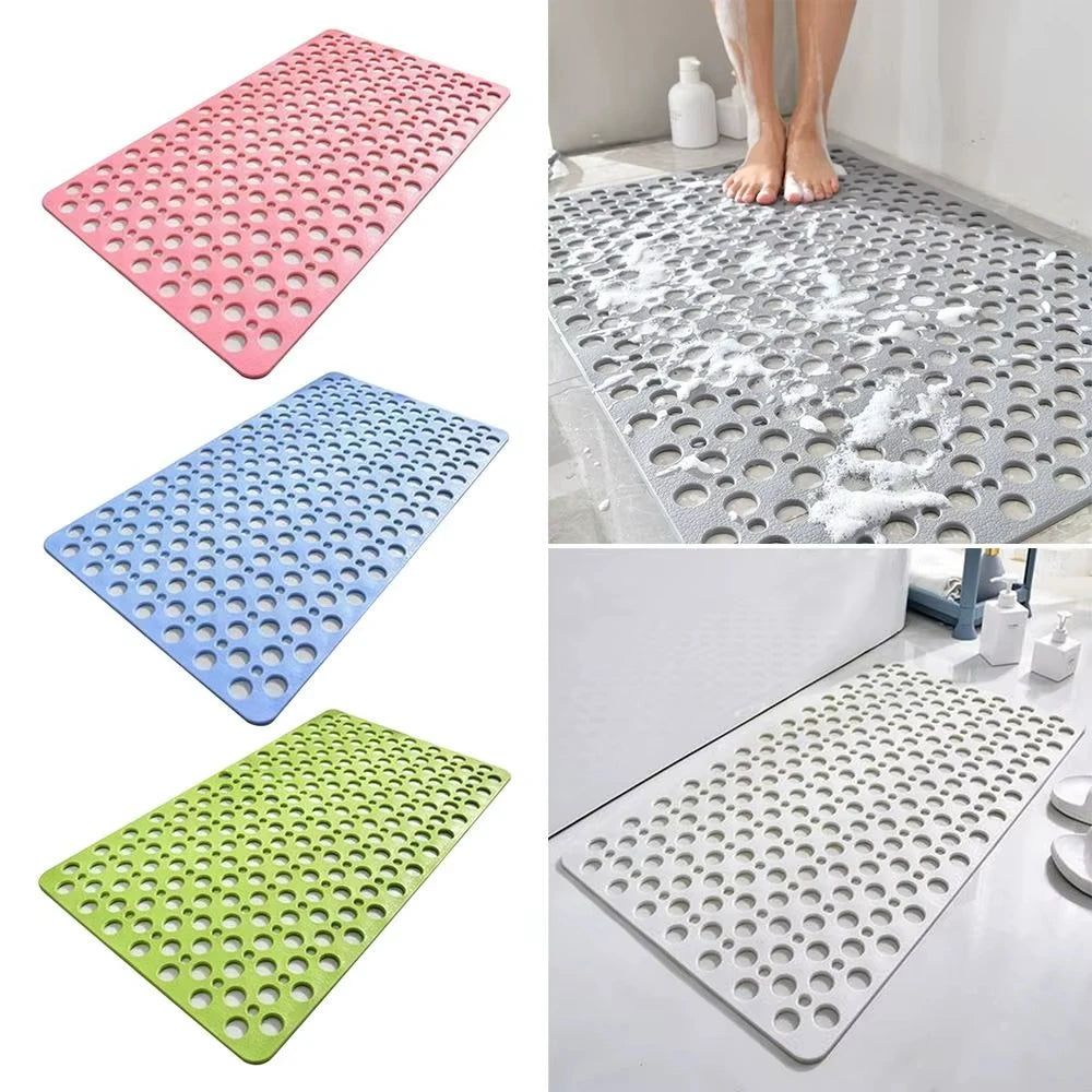 tapis bain antidérapant gris moderne perforations circulaires salle bain respectueux environnement