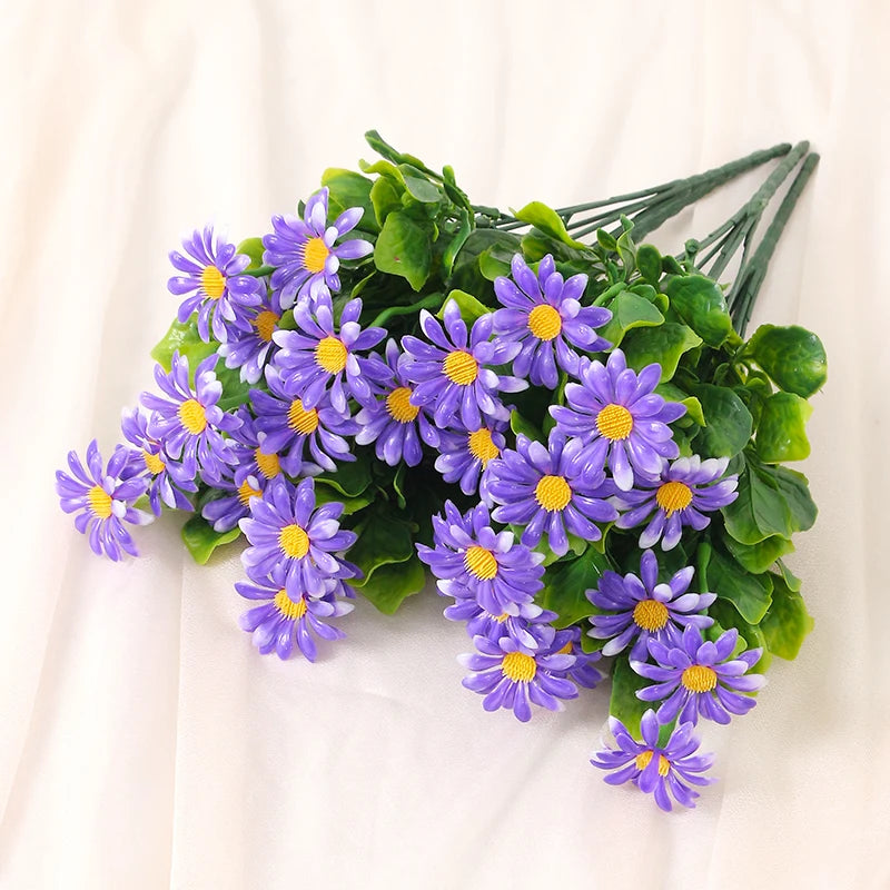 bouquet fleurs artificielles violet blanc jaune orange decoration maison moderne minimalisteintérieur 33cm