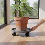 plateau roulettes pots fleurs gris blanc moderne fonctionnel poignée 26cm 30cm 33cm 36cm 40cm