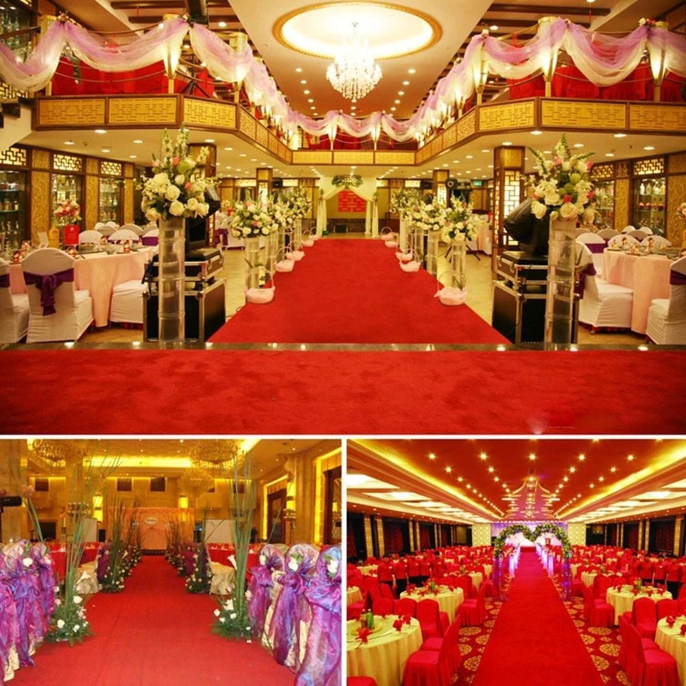 tapis rouge uni antidérapant classique longueur variable mariage banquet salle conférence