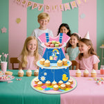 support gâteaux anniversaire enfantin rose bleu lettres arc ciel cupcakes