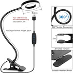 lampe clip flexible 360° noir réglable 10 niveaux luminosité USB