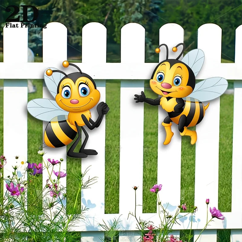 décoration murale 2d abeilles autocollants jaune noir blanc patio jardin