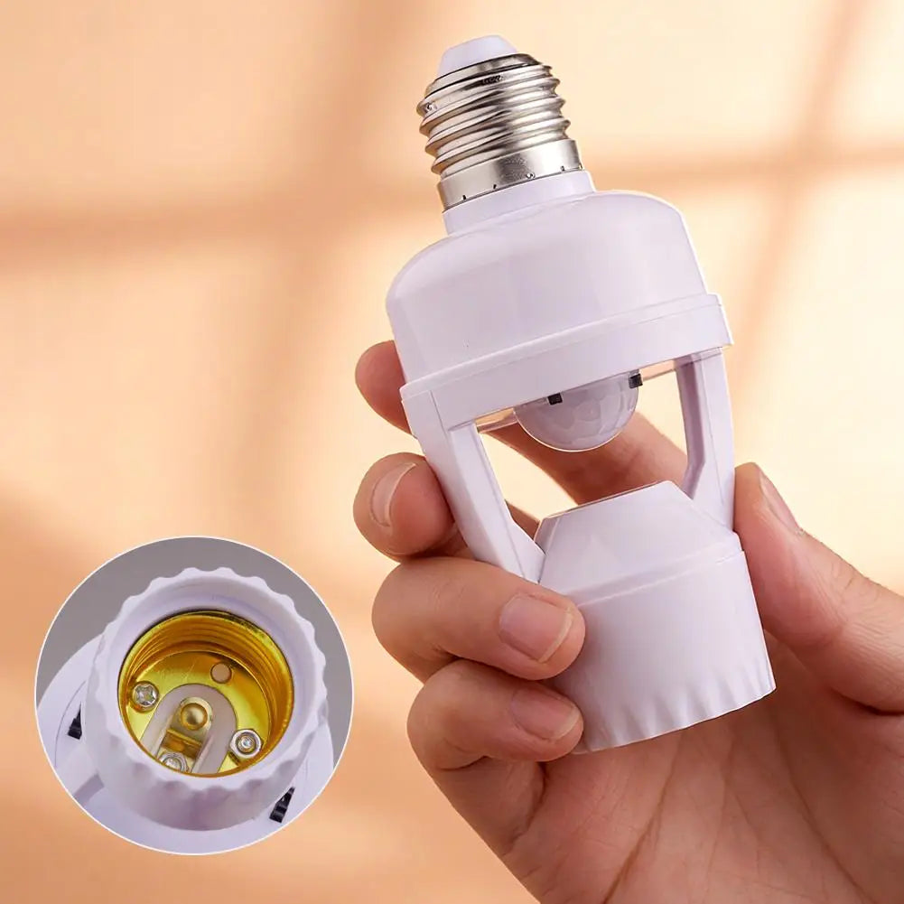 adaptateur prise e27 detecteur mouvement pir blanc moderne pratique led 30w interrupteur auto