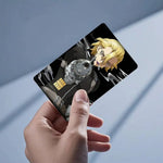 autocollant carte bancaire imperméable réutilisable personnage anime stanley snyder dr stone bleu noir