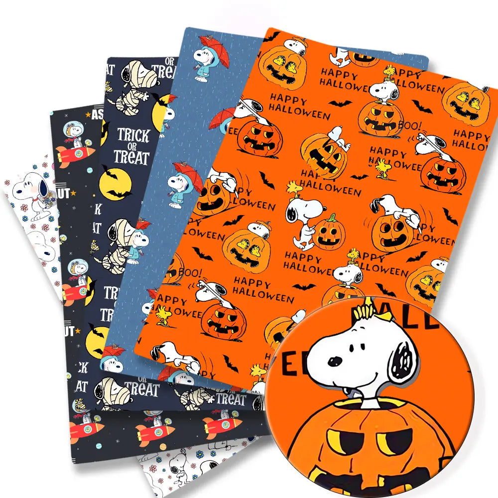 papier cadeau snoopy halloween espace fleurs autocollant illustration orange bleu marine noir blanc rose