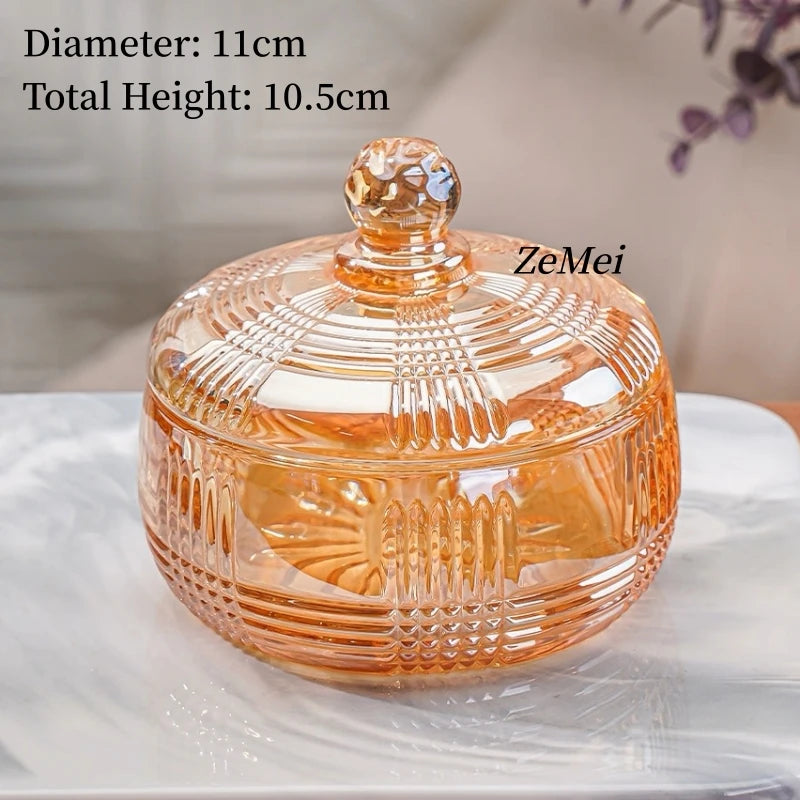 boîte bonbons cristal transparente rétro élégante blanches vintage orange bleu vert jaune gravé