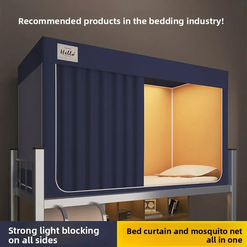 rideau lit filet anti moustiques bleu marine beige uni moderne opacité intégré dormir confortable