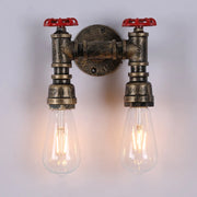 applique murale industrielle tuyaux métalliques bronze rouge ampoules transparentes fixations murales moderneintage deuxéléments