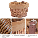 panier vélo enfant tressé wicker doublure marron sangles réglables vintage rustique