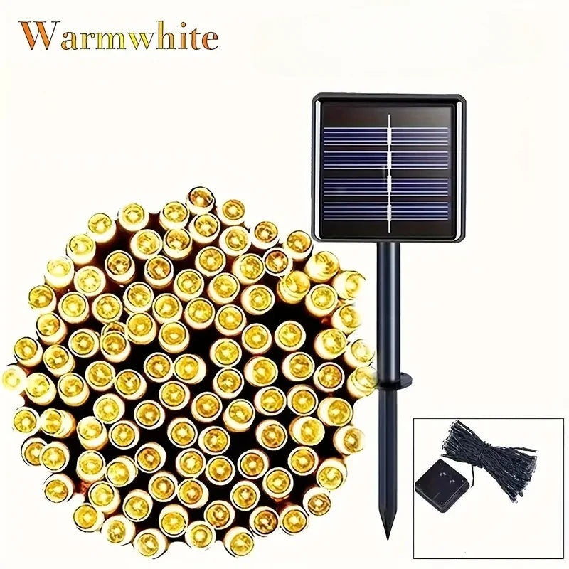 guirlande lumineuse solaire 30m multicolore modes ip67 moderne extérieur festive