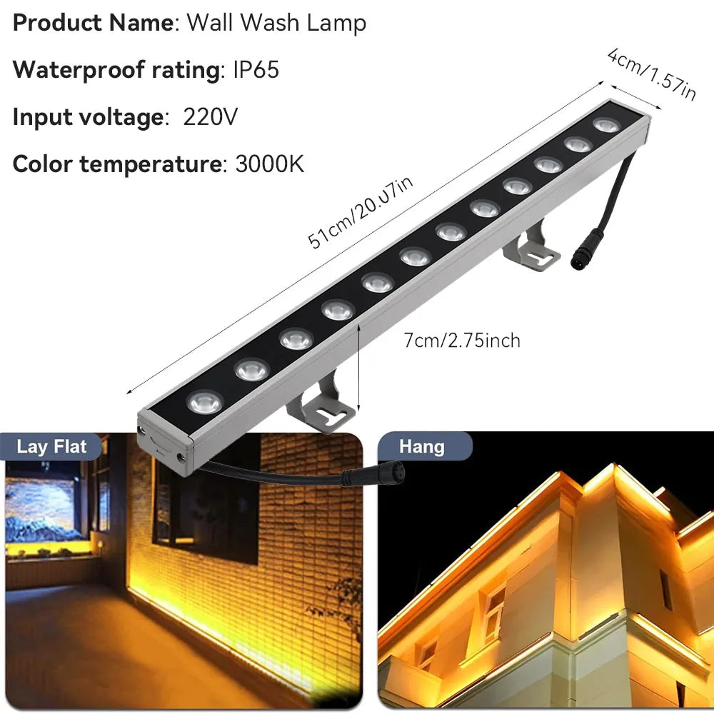 éclairage mural led ip65 moderne argenté 220v 51cm 4cm 7cm