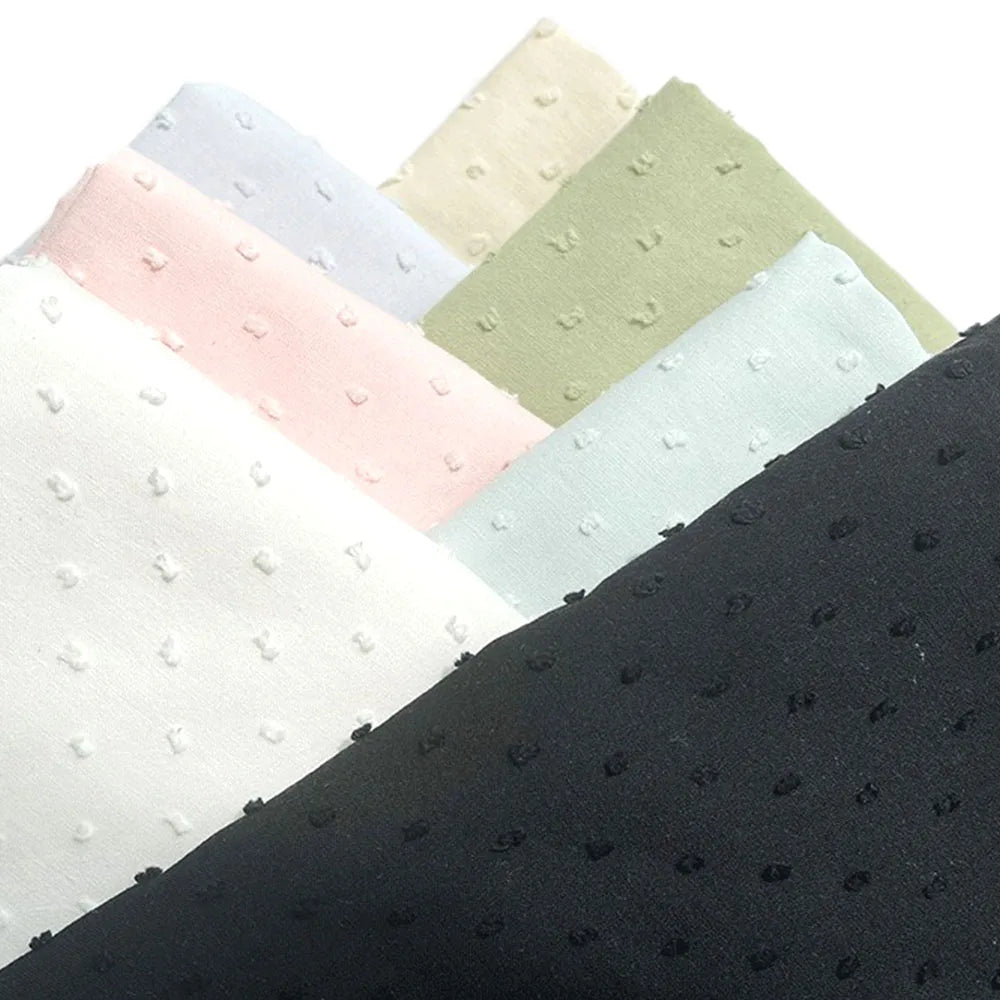 tissu coton points ronds noir blanc rose clair vert jaune bleu violet texturé opacité