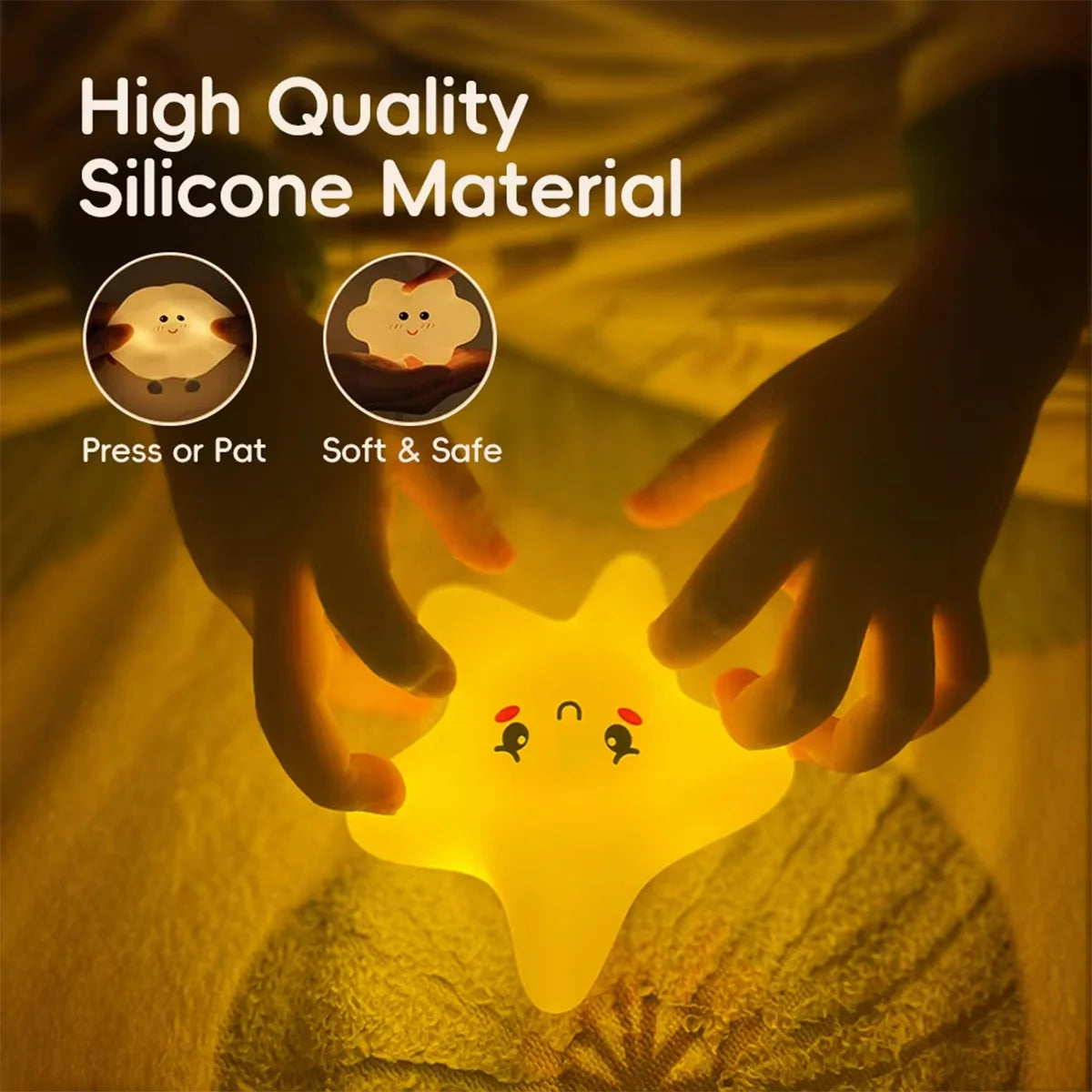 lampe nuit veilleuse lune étoile nuages sourire aimant rechargeable usb led mignon cartoon enfants