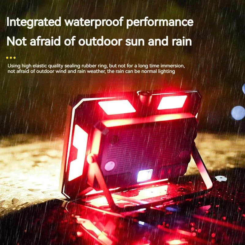 lampe camping rechargeable led portable aimantée support montage affichage numérique gris métallisé moderne robuste